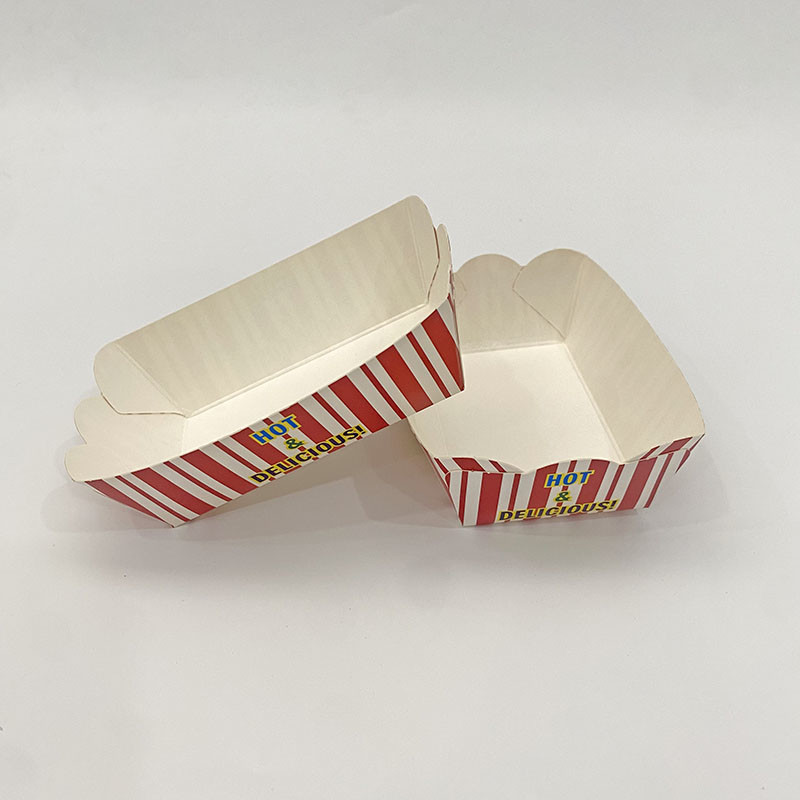 Takeaway Food Paper Trays Compostable Boat Shaped Cake Packaging Container