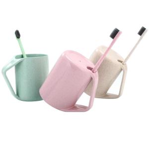 Quality Environmental Wheat Straw Toothbrushing Cup And Brush Set Logo Customized wholesale