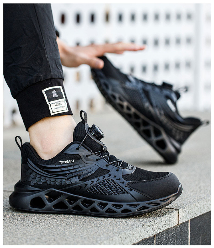 TPU Microfiber Flying Knit Industrial Safety Shoes With EVA Sole Kevlar Mid Sole Steel Toe Anti-stab And Anti-smash