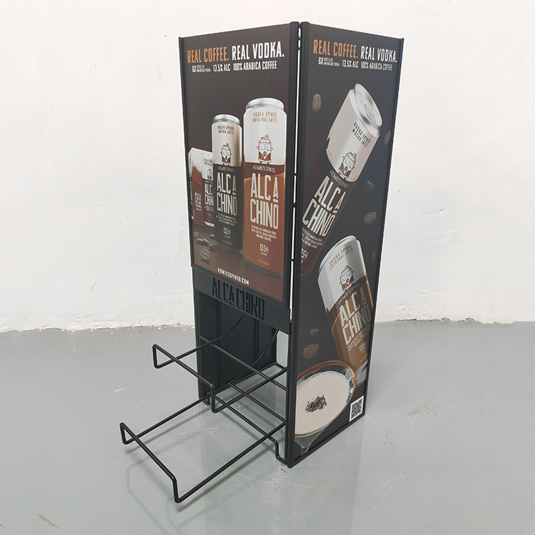 Customized Countertop Metal Wire Display Stand Canned Coffee Display Rack Dispenser for Supermarket