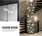 LED square pendant lights hotel villa large spiral staircase chrome Diamond