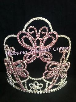 Pink butterfly crowns and tiaras wholesale pageant tiaras rhinestone crystal