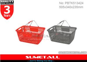 Quality Red Grey Color Grocery Plastic Shopping Baskets For Retail Stores / Supermarket wholesale