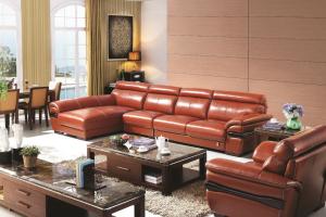 Quality Contemporary home genuine leather sectional corner sofa furniture wholesale