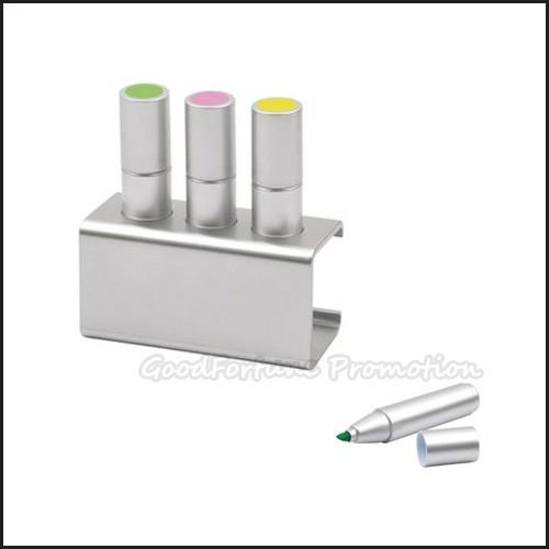 Customed promotion 3pcs set desk Printed logo advertising glitter highlighter