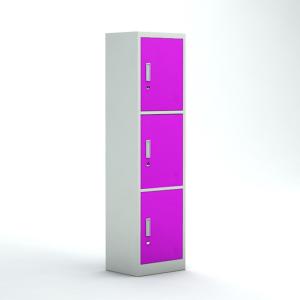 Quality Vertical 3 Doors Steel Bedroom Wardrobe Metal Colorful Storage Locker wholesale