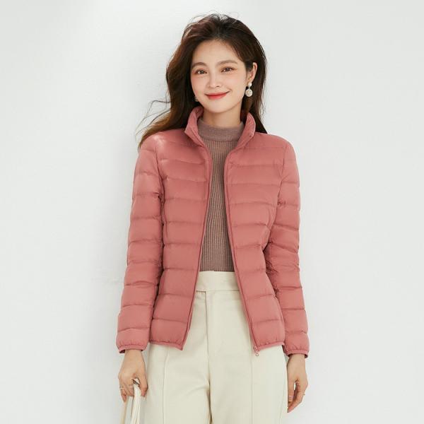 Wholesale Premium 90% White Duck Down Jacket Zip Up Solid Color Stand Collar