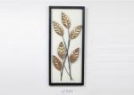 Metal Leaves Design With Black Rectangle Wooden Frame Wall Art Decoration For