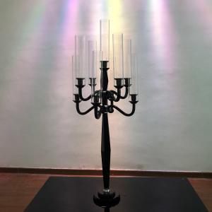 Quality 9 Arm Crystal Candelabra Black Candle Stand Wedding Table Centerpieces wholesale