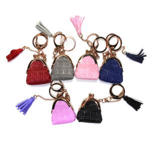 Quality OEM Leather No Zipper Change Small Coin Pouch Keychain For Giveaways wholesale