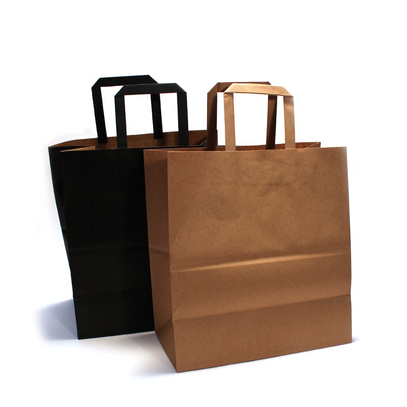 Biodegradable Kraft Paper Bag With Handles Embossing / Stamping / Varnishing Printing