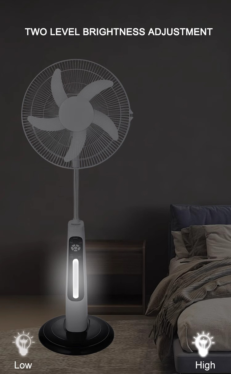 Latest 5 Blades 16/18 Inches Rechargeable Floor Stand Fan Solar Powered Electric Fan With Solar Panel
