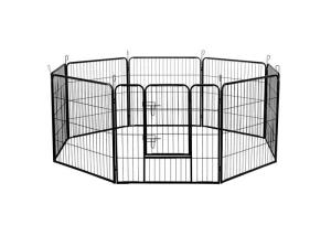 Quality Black Silver Strong Metal Puppy Dog Play Pen Square Tube 1.5m Width wholesale