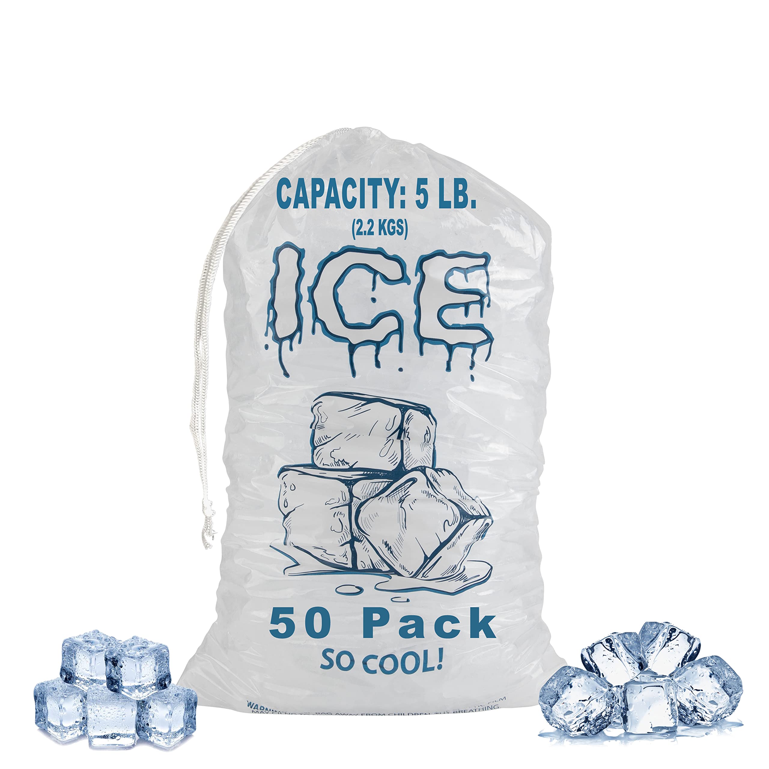10 Lb Customized Durable Reusable Biodegradable Plastic Ice Bags for Ice Cube Storage
