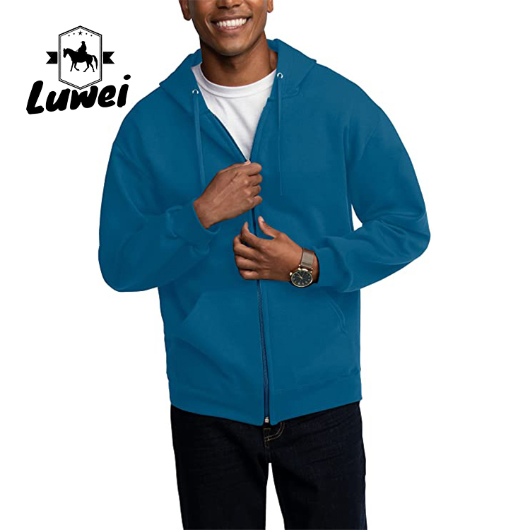 High Quality Moletons Pastel 50% Cotton Cut And Sew Zip Up Drawstring Men's Hoodies Sweatshirts