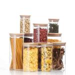 Dry Fruit High Borosilicate Glass Storage Bottles Sustainable ODM Bamboo Lid