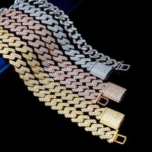 Quality 14mm Moissanite Diamond Cuban Link Hip Hop Vvs Moissanite Cuban Link Jewelry wholesale