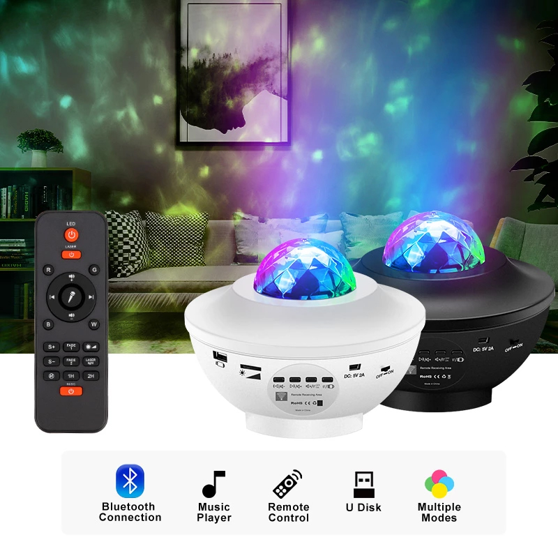 LED Star Galaxy Projector Ocean Wave Night Light Room Decor Rotate Luminaria Decoration Bedroom Lamp Gifts Starry Sky Projector
