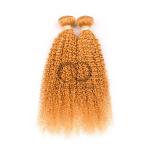 Orange Kinky Curly Remy Human Hair Bundles Sew In Weave Bundles Brazilian Bundle