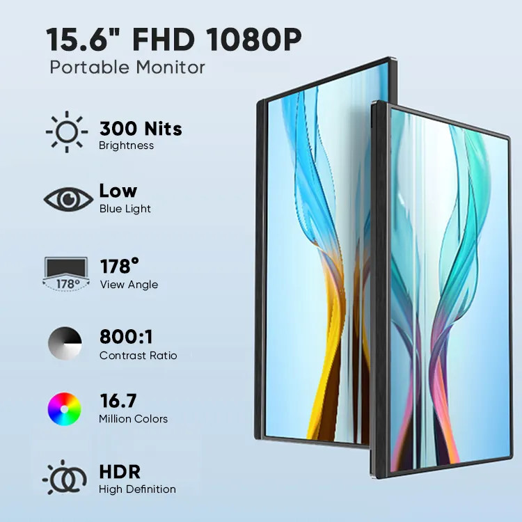 Full HD LCD 13.3inch Portable Monitor Dual Screen IPS Display 1920x1080
