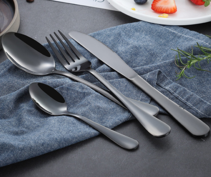 Stainless Steel Cutlery with Black Color/Flatware Set/Tabletop/Le posate/Talheres