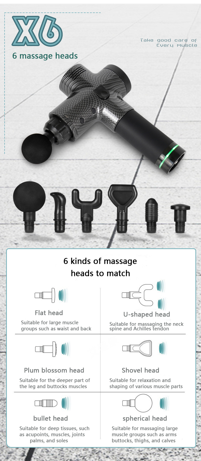 LCD Screen Therapy Fascia Massage Gun Vibration Percussion Device Relax Muscle