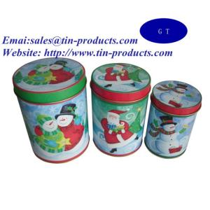 Quality Gift Set of 3 Round Tin Metal Box with Slip Cover, Gift Tin Box Set for Christmas wholesale