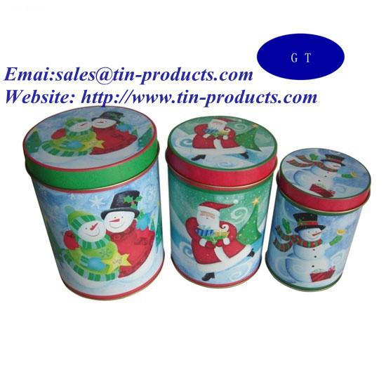 Gift Set of 3 Round Tin Metal Box with Slip Cover, Gift Tin Box Set for