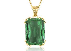 Quality Vintage 14K Gold Necklaces 2.67ct 8×10mm With Natural Emerald Pendant wholesale