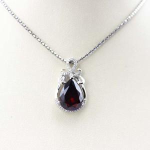 Quality Fashion Silver Jewelry Pear-Shaped Garnet Cubic Zircon Pendant(PSJ0405) wholesale