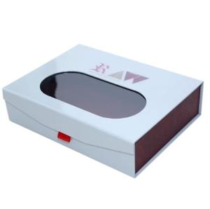 Quality Rigid Cardboard Magnet Gift Boxes Hinged Cardboard Box With PVC Window wholesale