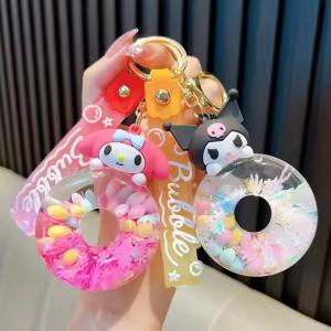 Quality Donut Liquid Quicksand Keychain Kuromi Melody Kitty Cinnamoroll Kawaii wholesale