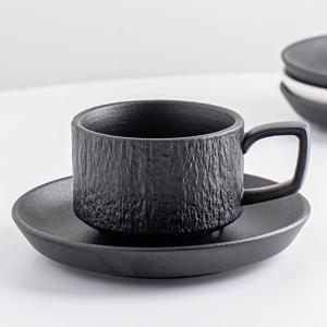 Quality Ceramic Mug Set Vintage Porcelain Cup And Saucer Stone Texture Retro Cappuccino Cup wholesale