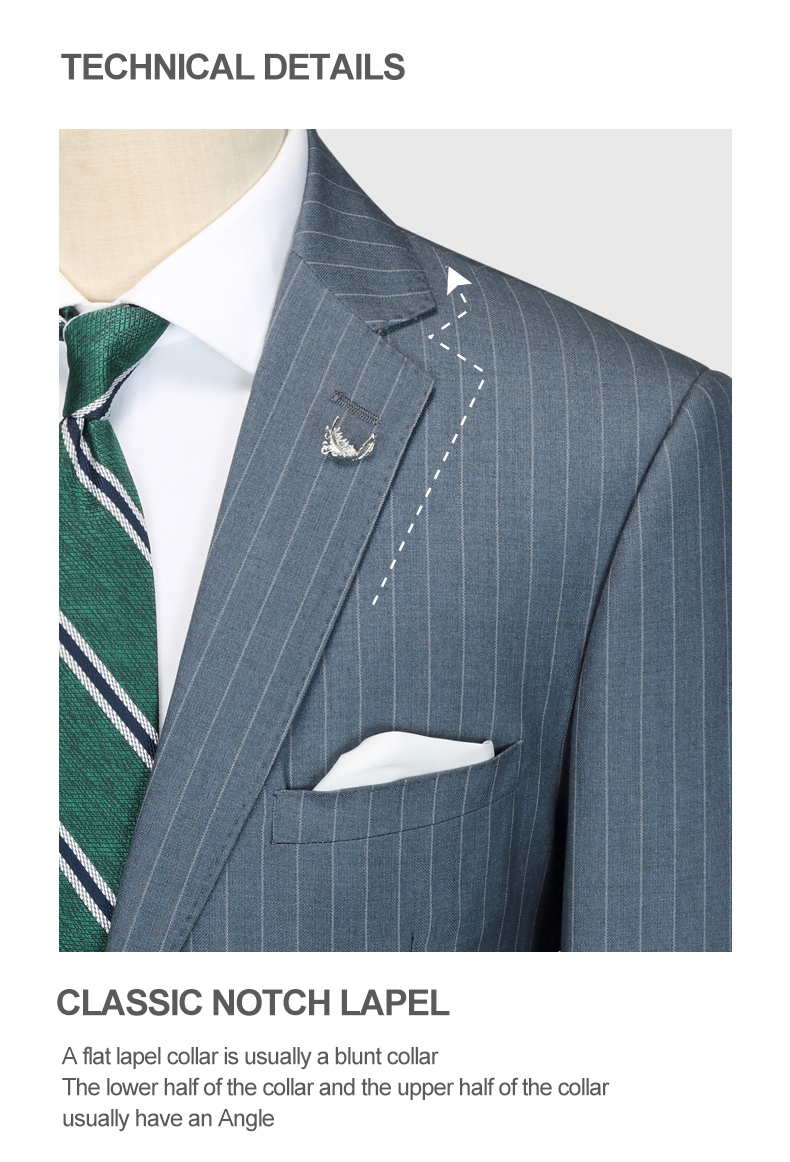 Men's 2 Pieces Business Outfit Vertical Striped Notch Lapel Single-breasted Two Buttons