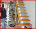 Steel Cable Stair VK95SC Treed Beech WoodenHandrail Carbon Powder-coate