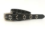 Genuine Leather Womens Studded Belt Silver Buckle Color FK11925 For Young Lady
