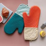 Silicone Gloves Heat Resistant Double Oven Mitts for Kitchen Cooking BBQ Baking