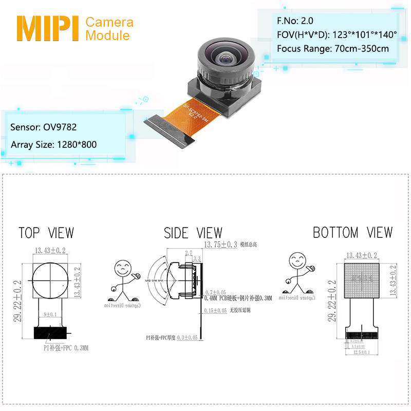 120 FPS Sensor OV9782 1-Megapixel Mini MIPI Camera Module