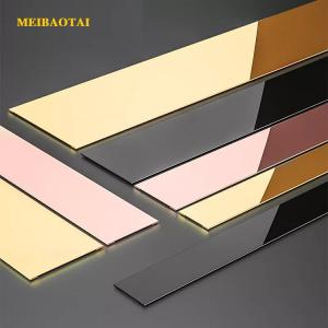 China 0.55MM Thickness Stainless Steel Corner Trim For Tiles Decoration Brushed Flat Strips on sale