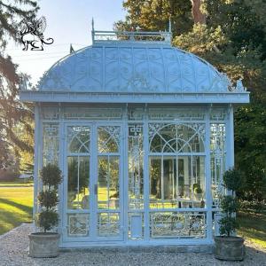 Quality Wrought Cast Iron Garden Gazebo White Outdoor Metal Wedding Gazebo Sunrooms Glass Houses Modern wholesale