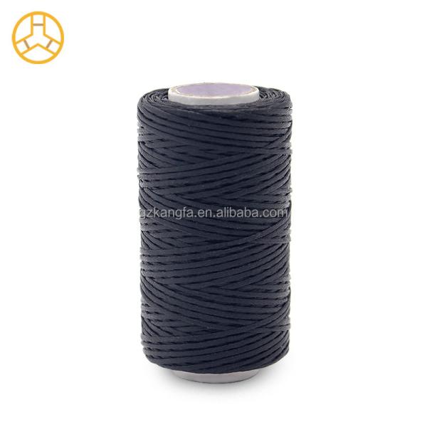 Black 50m 100% Polyester 150D Hand Stitched Leather Flat Wax Thread with Dyed