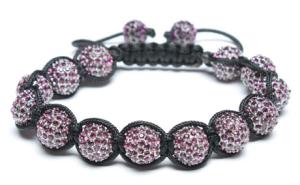 Quality Adjustable Shamballa Bracelet, Amethyst Rhinestone Ball wholesale