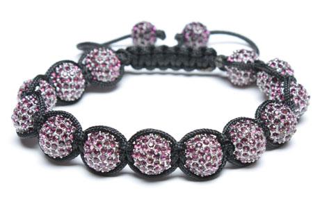 Adjustable Shamballa Bracelet, Amethyst Rhinestone Ball