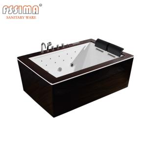 Quality 2 Person Soaking Tub Freestanding Water Jet Whirlpool Bathtub Bathroom Wooden wholesale