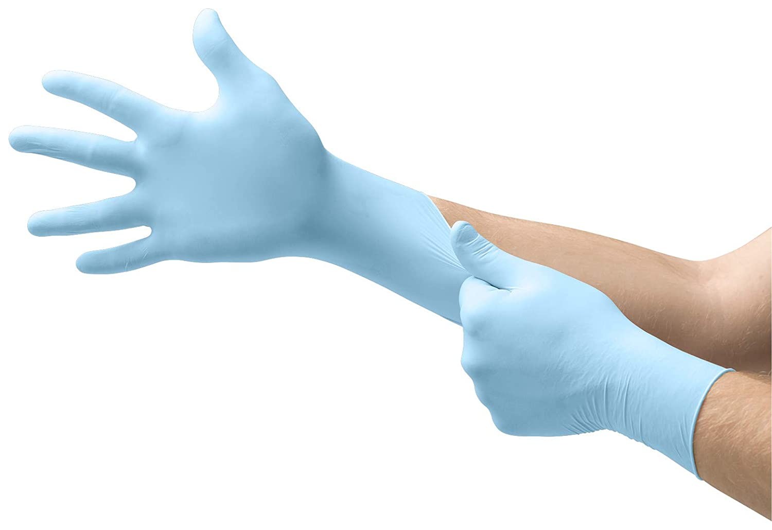 Blue Nitrile Disposable Gloves No Powder 6mm Thickness Extra Long Cuff