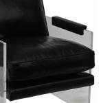 SGS Defaico Black Genuine Leather Chair With Acrylic Frame