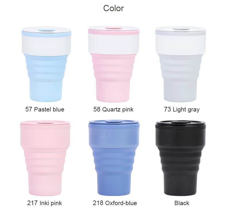 OEM Eco Friendly Collapsible Travel Coffee Mug Silicone Foldable With Lid