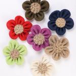 8cm Burlap Ribbon Flowers Diy Orange Black Jute Rope Flower