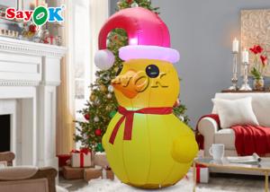 Quality Led Christmas Yellow Duck With Red Hat SGS Inflatable Cartoon Characters wholesale
