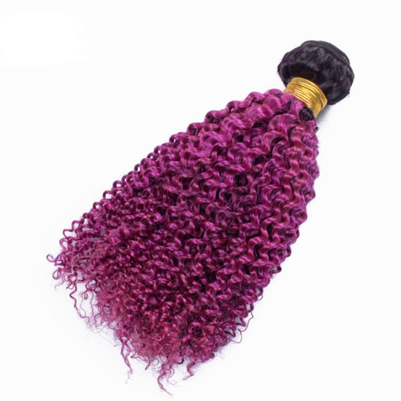 #T1B/Purple Kinky Curly Remy Human Hair Bundles Sew In Weave Bundles Brazilian Bundle Deals